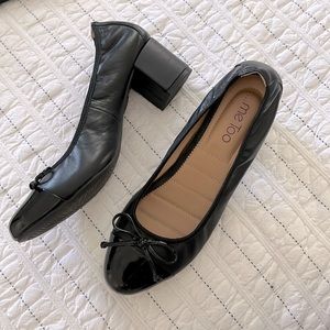 Genuine Leather Low Block Heel Pumps 9